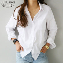 Load image into Gallery viewer, women shirts and blouses 2020 Feminine Blouse Top Long Sleeve Casual White Turn-down Collar OL Style Women Loose Blouses 3496 50