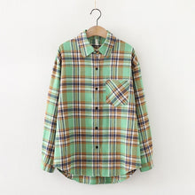 Load image into Gallery viewer, 2020 Fashion Women Plaid Shirt Chic Checked Blouse Long Sleeve Female Casual Print Shirts Loose Cotton Tops Blusas