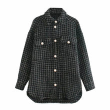 Load image into Gallery viewer, ZXQJ tweed women vintage oversize plaid long shirts 2020 autumn chic ladies streetwear loose shirt elegant female outfits girls