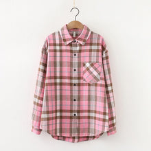 Load image into Gallery viewer, 2020 Fashion Women Plaid Shirt Chic Checked Blouse Long Sleeve Female Casual Print Shirts Loose Cotton Tops Blusas
