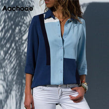 Load image into Gallery viewer, Aachoae Women Blouses 2020 Fashion Long Sleeve Turn Down Collar Office Shirt Blouse Shirt Casual Tops Plus Size Blusas Femininas
